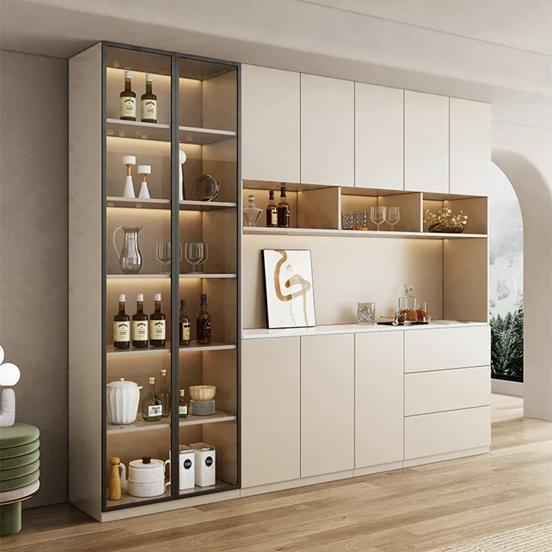 Armarios de vino simples de vidrio, almacenamiento moderno, exhibición de lujo, muebles europeos, QF50JG, hogar de pared