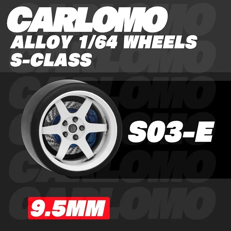 1/64อัลลอยด์ carlomo ล้อ9.5มม. หรือ coolcarifun ล้อ10.5มม. พร้อมเบรคและยางรถรุ่น1:64อะไหล่แต่ง tlv/ig/hw