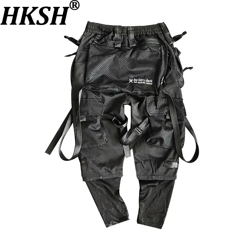 

HKSH мужские тактические брюки-карго Tide, функциональный стиль, женские сетчатые комбинезоны с несколькими карманами, модные темные комбинезоны, модные HK0042