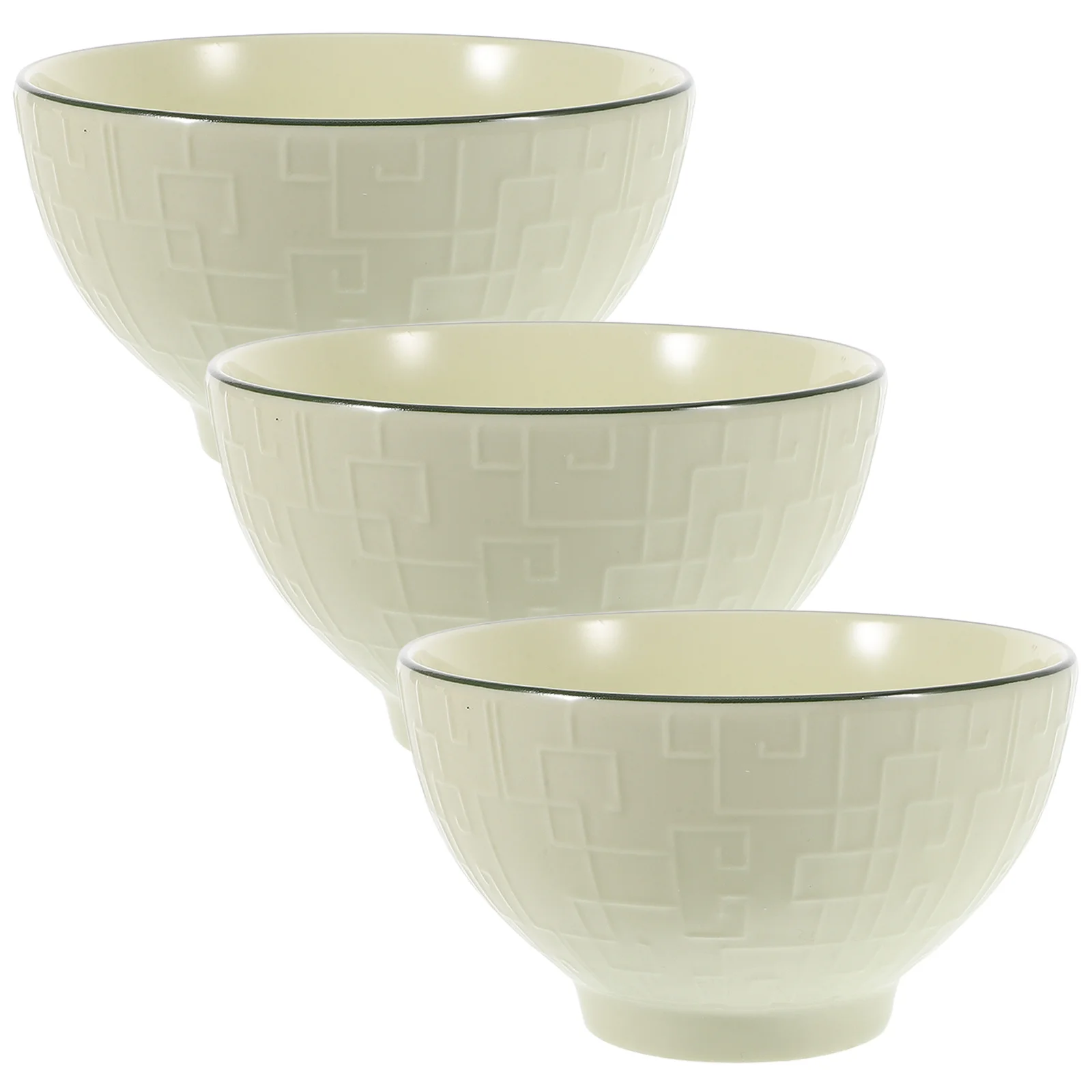 

3Pcs Space Saving Green Ceramic Bowls Elegant Salad Soup Noodle Dishes Versatile Use Food Safe Compact Kitchenware