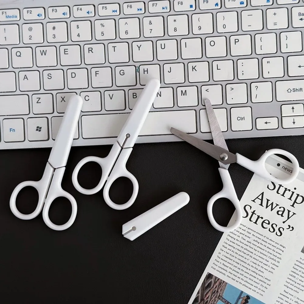 Reinweiße Schreibwarenschere, handgefertigt, mit Deckel, Kinderschere, Edelstahl, schützend geschnittenes Papierwerkzeug, Kindergarten