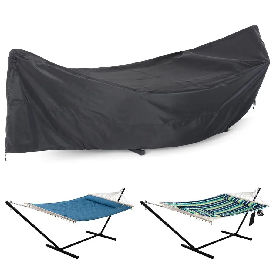 

Waterproof Hammock Cover for 12FT Stand Heavy Duty 210D PU Fabric with Adjustable Straps Wind Vents, Black