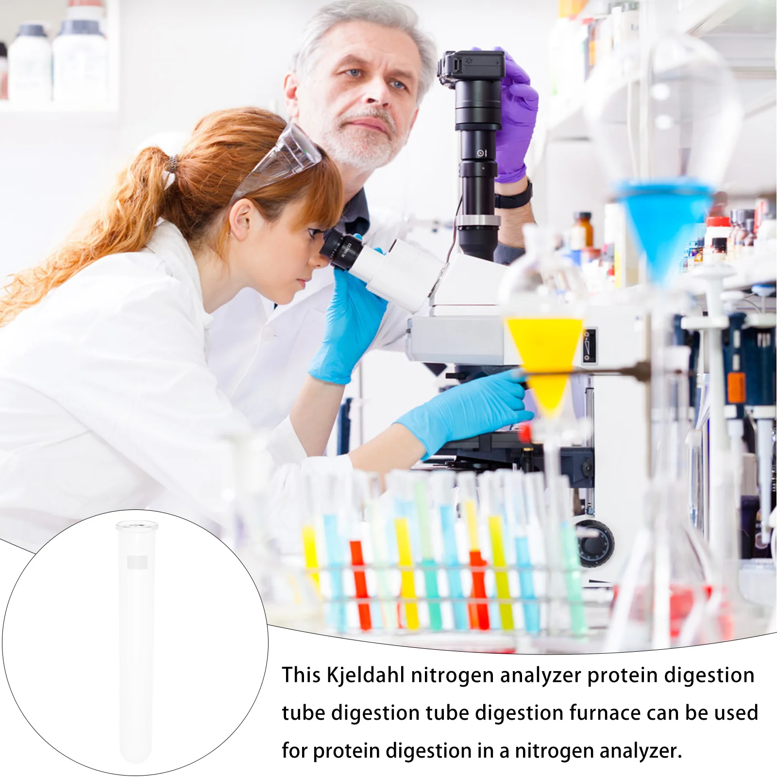 

Protein Digestion Tube 50Ml Lab Glass Boiling Tube for Azotometer Nitrogen Analyzer Digestive Testing Essential