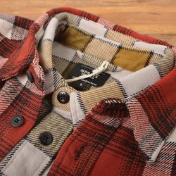 Autumn Winter New American Retro Heavyweight Flannel Plaid Shirt Men's Pure Cotton Washed Thickened Casual Cargo Blouses Coat