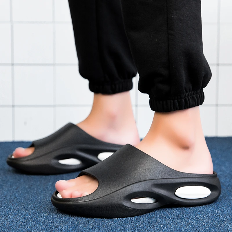 

Summer Men's Slip-On Shoes Plane Slippers Big Size Thick Bottom Trendy Beach Slippers Comfortable EVA Material Adult Footwear