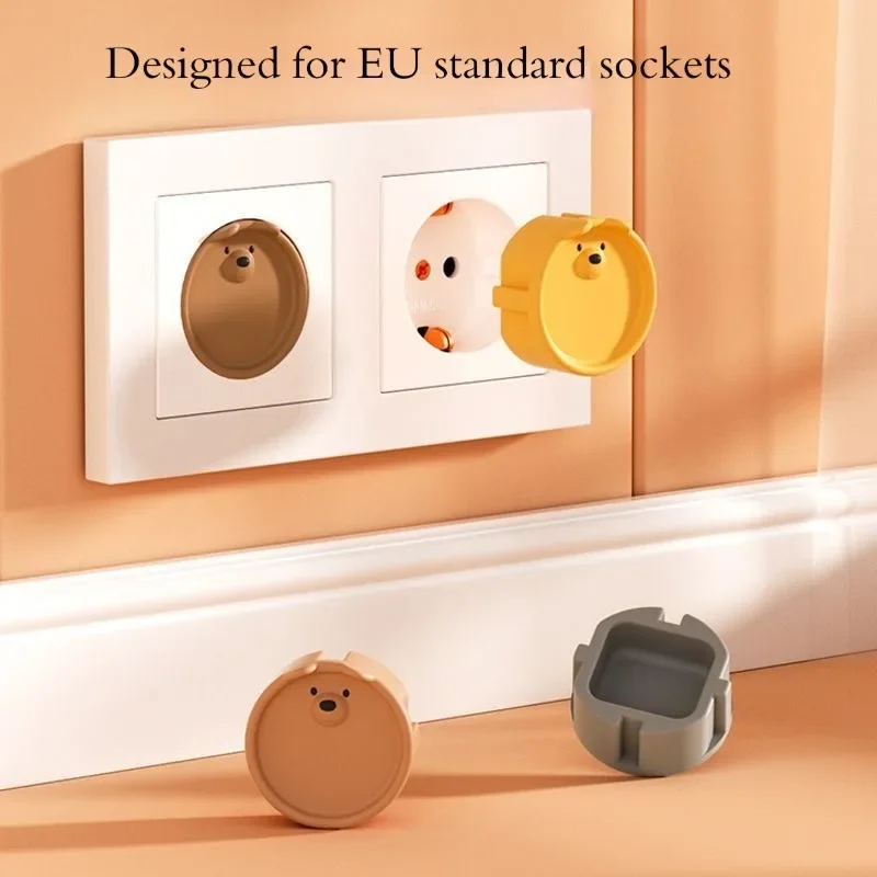 Cute Cartoon Silicone Baby Safety Socket Covers Anti Electric Shock Dust Proof Outlet Plug for Child Home Protection