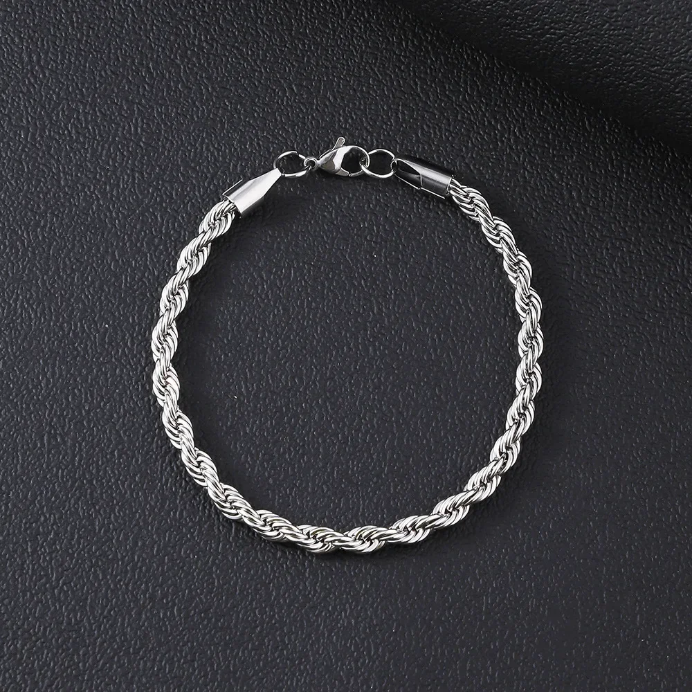 Edelstahl Armband Für Frauen Männer 2/3/4/5/6MM Gold Farbe Twisted seil Kette Armreif Mode Nie Verblassen Schmuck Zubehör