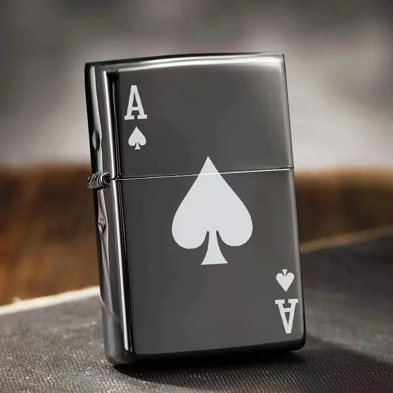 Spades Lighter Kerosine Windproof, Classic Retro Kerosine Lighter Grinding Wheel As A Personalized Gift for Your Boyfriend - Detail 1
