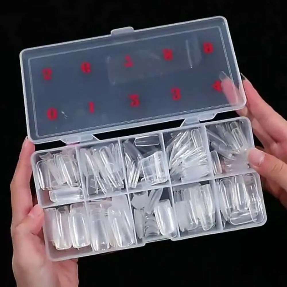 

Short Square Shaped Extension Soft Nails Droplet Shaped Natural / Clear False Nails Set Wear-resistant Resilient
