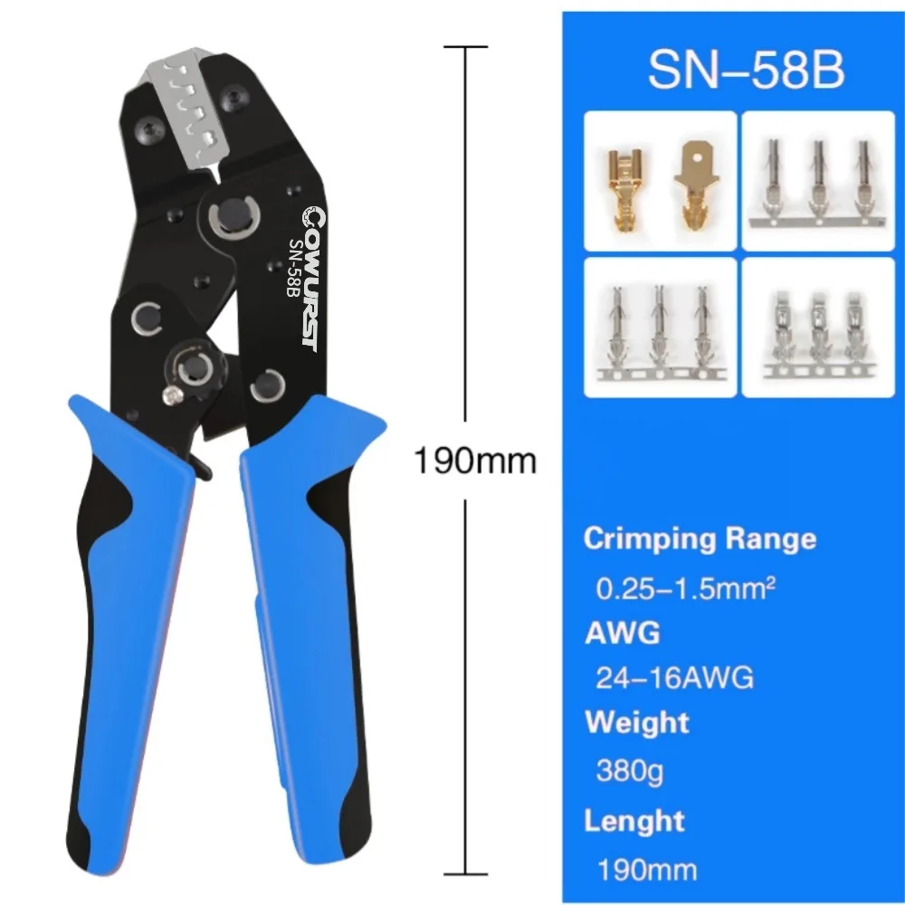 SN-58B 7,5-inch Automotive Terminal Crimping Tang met verwisselbare bekken voor computer- en veerconnectoren