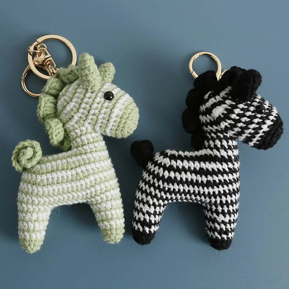 Jewelry Gift Handmaking Crochet Keyrings Animal Cartoon Horse Pendant Cute Woven Knitted Key Ring Friends Gift