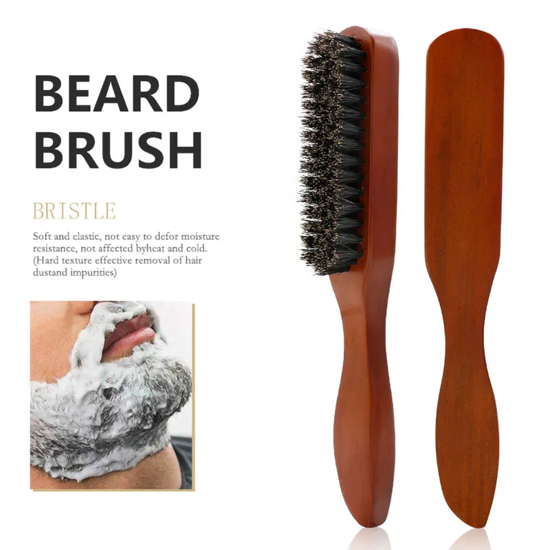 Wood Handle Boar Bristle Beard Brush Shaving Tool Hair Brush Wooden Curved Men Beard Shaving Brush Hair Stylist Mustache Brushes