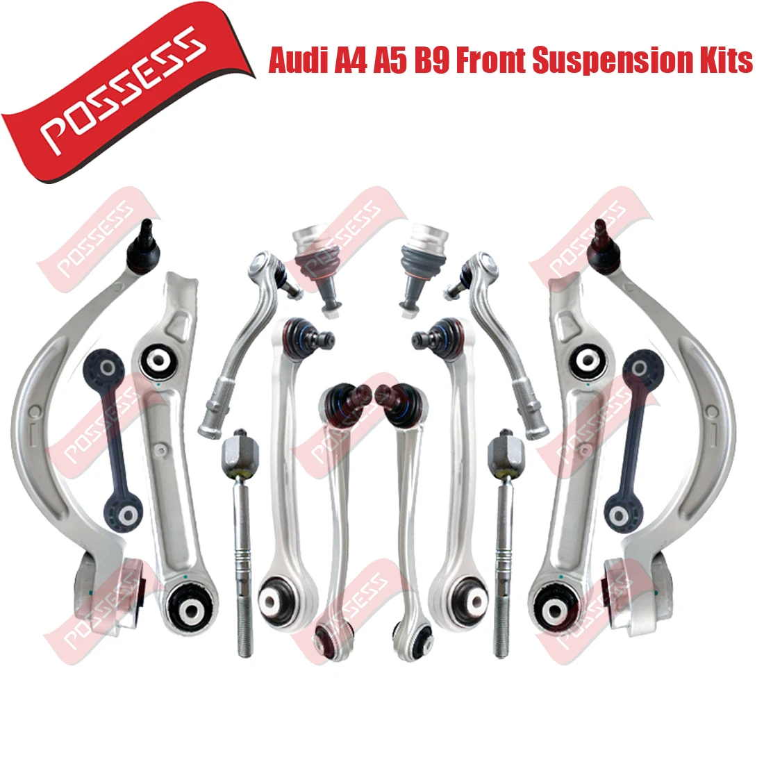 16 Pieces Front  Suspension Control Arm Ball Joint Stabilizer Link Tie Rod End Kits For Audi A4 B9 8W2 8WH 8W5 A5 F53 F57 F5A