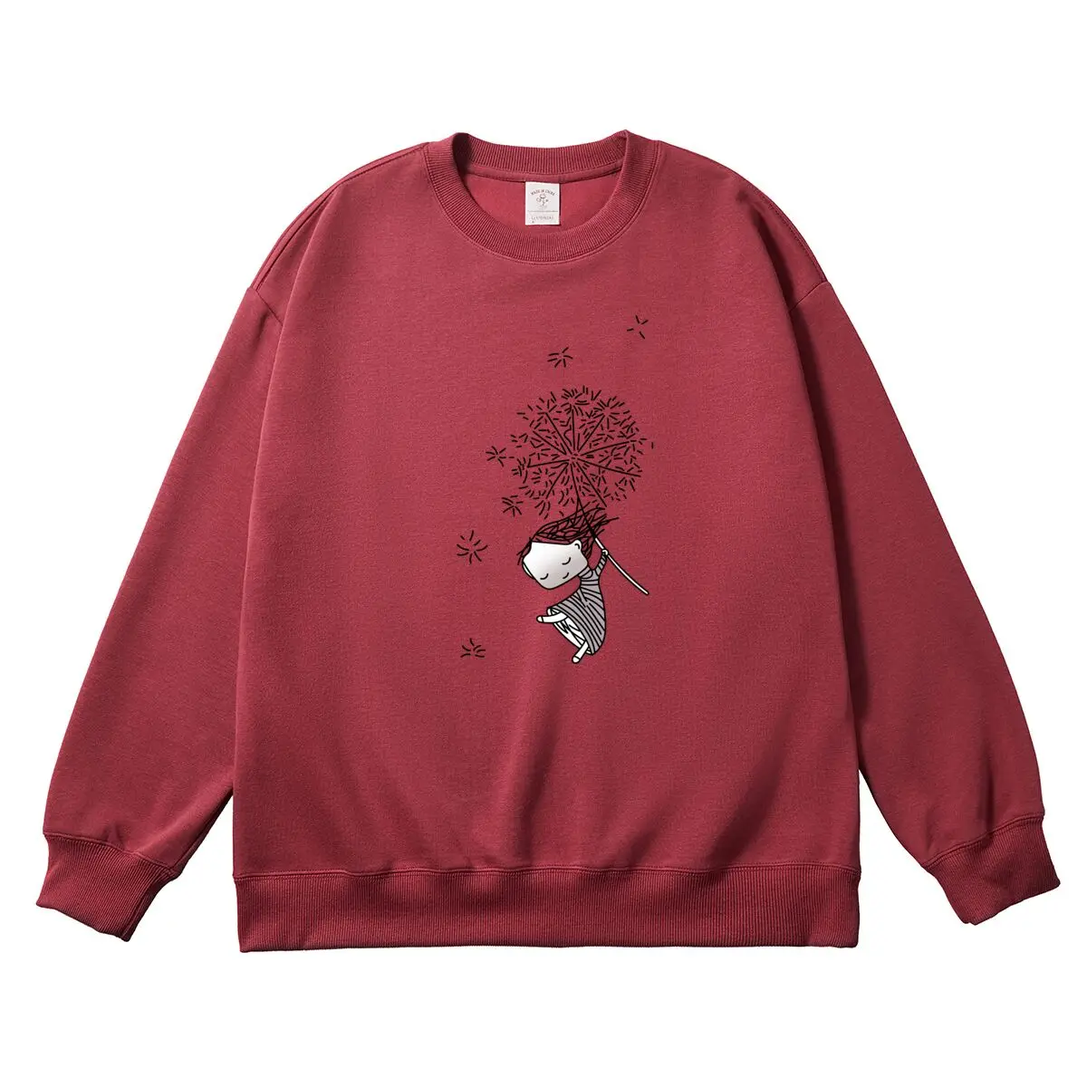 Oversized Women's Pullover Cartoon Girl Dandelion Graphic Autumn Winter Top Female Sweatshirt Round Neck Long Sleeve Sportswear