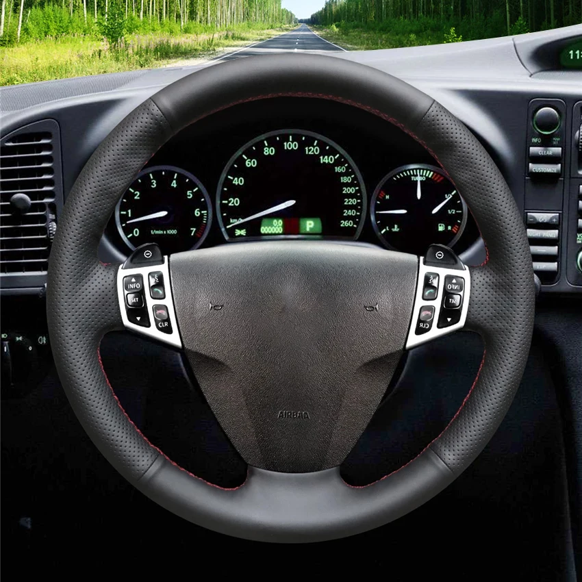 Black Faux Leather Car Steering Wheel Cover for Saab 9-3 2000-2013 Cadillac BLS 2006-2009