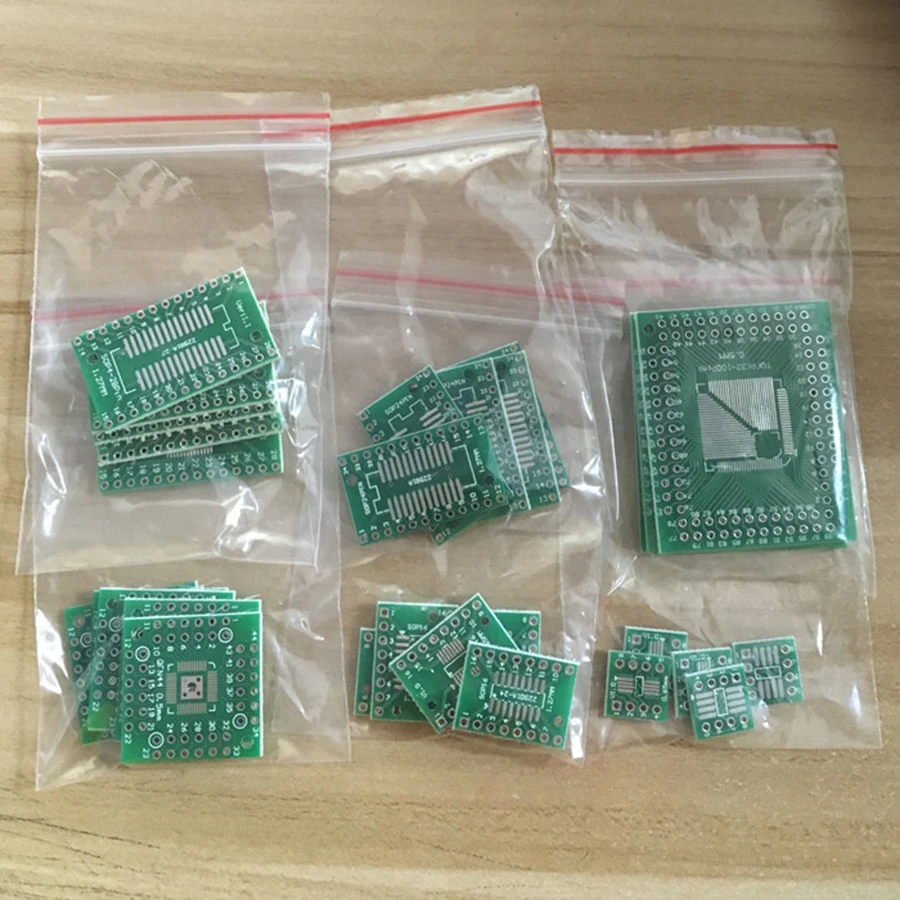 30pcs/lot PCB Board Kit SMD Turn To DIP Adapter Converter Plate Circuit Board FQFP HTQFP QFN48 SOP SSOP TSSOP Prototype PCB Set