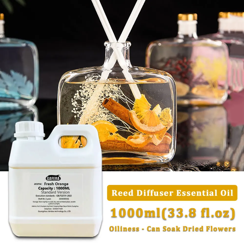 

GAFERA 1000 мл (33,8 жидких унции) свежие оранжевые/розовые беспламенные эфирные масла для ароматерапии, диффузорное масло для отеля, духи в большой флаконе