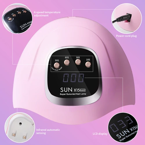 Imagen 2 del producto SUN X15 MAX lámpara artística de uñas 66 UV LED secador de esmalte de Gel profesional con 4 sensores automáticos de temporizador para herramientas de salón de uñas