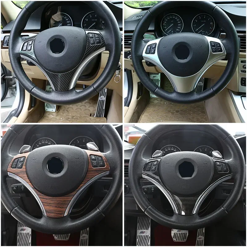 

ABS Carbon Fiber Car Steering Wheel Frame Cover Trim Sticker Interior Car Accessories For BMW 1 3 Series E87 E90 2004-2012