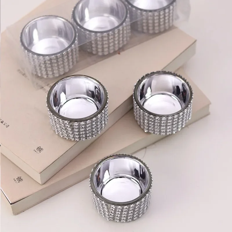 Candle Cup Set Electroplated Silver Candle Holder Glass Home Decoration Candle Cup Home Decorations