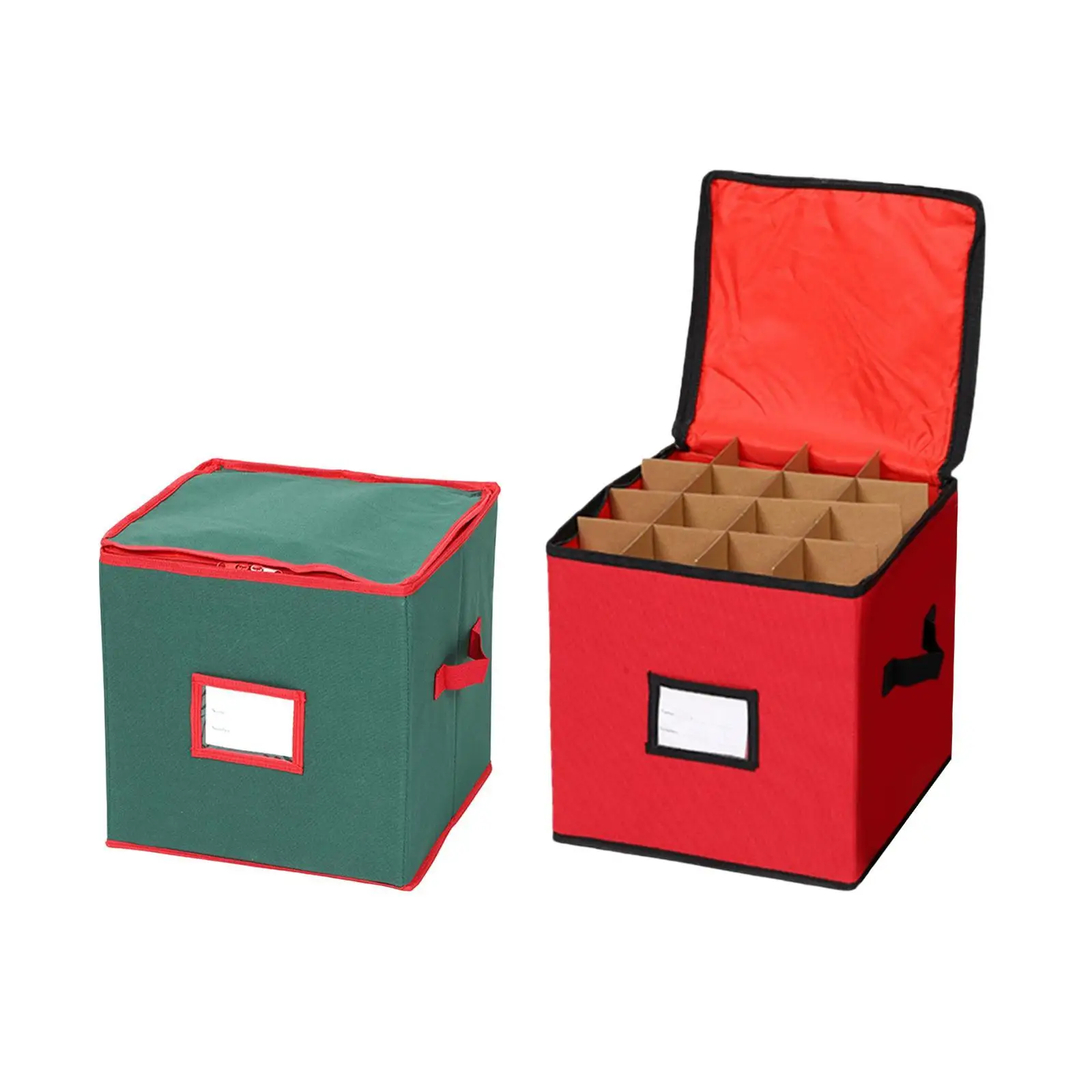 Christmas Tree Ball Container Bin Two Zipper Organization Accessories Decoration Cube Compartments Christmas Ornament Keeper