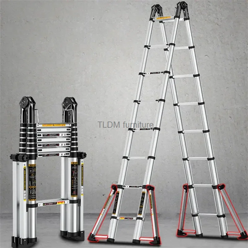 Multifunction Aluminum Alloy Telescopic Ladder Household Folding Ladder Herringbone Safety Engineering Ladder Lift Stairs