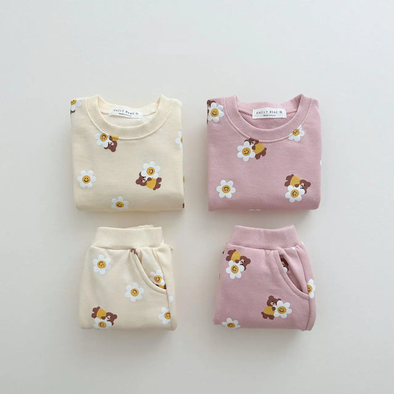 

Fashion Flower Print Baby Girl Long Sleeve Sweatshirt 2pcs Set Toddler Outfits Infant Boys Sports Trousers Suit Autumn Clothing