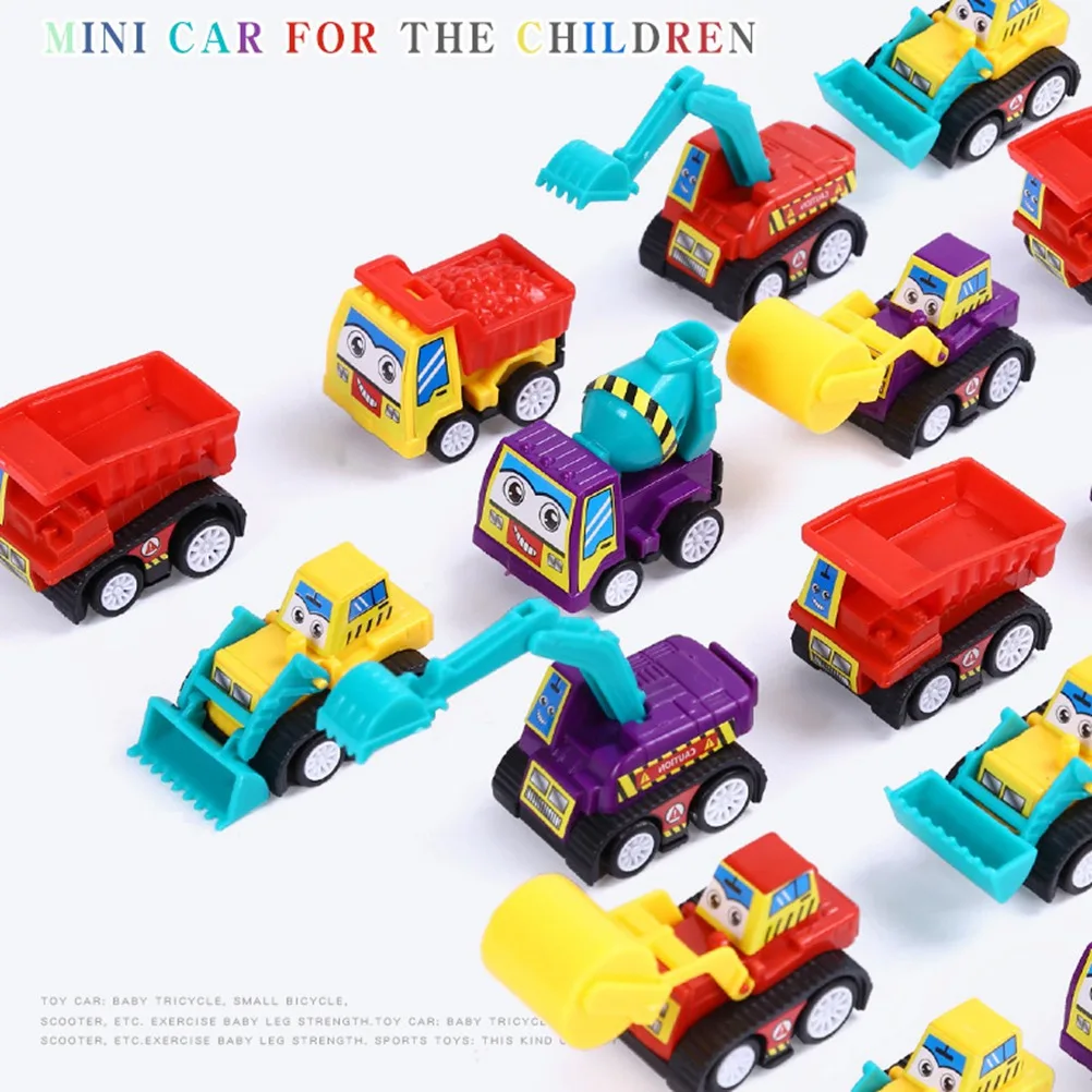 6Pcs Friction Powered Mini Engineering Vehicles Pull Back Cars Early Educational Set for Toddlers Excavator Dumper