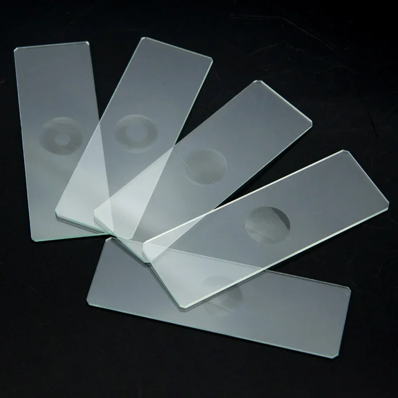 5pcs Single or Double Concave Microscope Glass Slides Reusable Laboratory Blank Sample Cover Glass for Liquid Specimen With Box