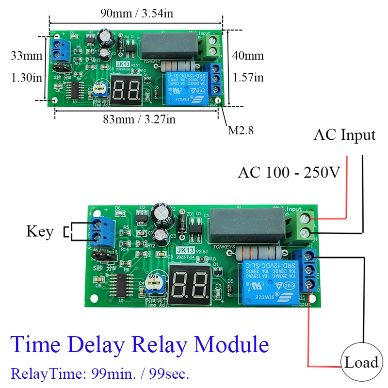 AC 110V 220V Adjustable Delay Relay Module, Timed Shutdown Time Delay Relay Module
