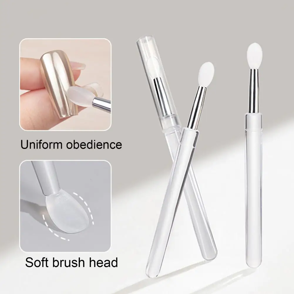 

5Pcs Multifunctional Silicone Chrome Glitter Applying Manicure Tool Reusable Pigment Nail Brush Nail Arts Silicone Applicator St