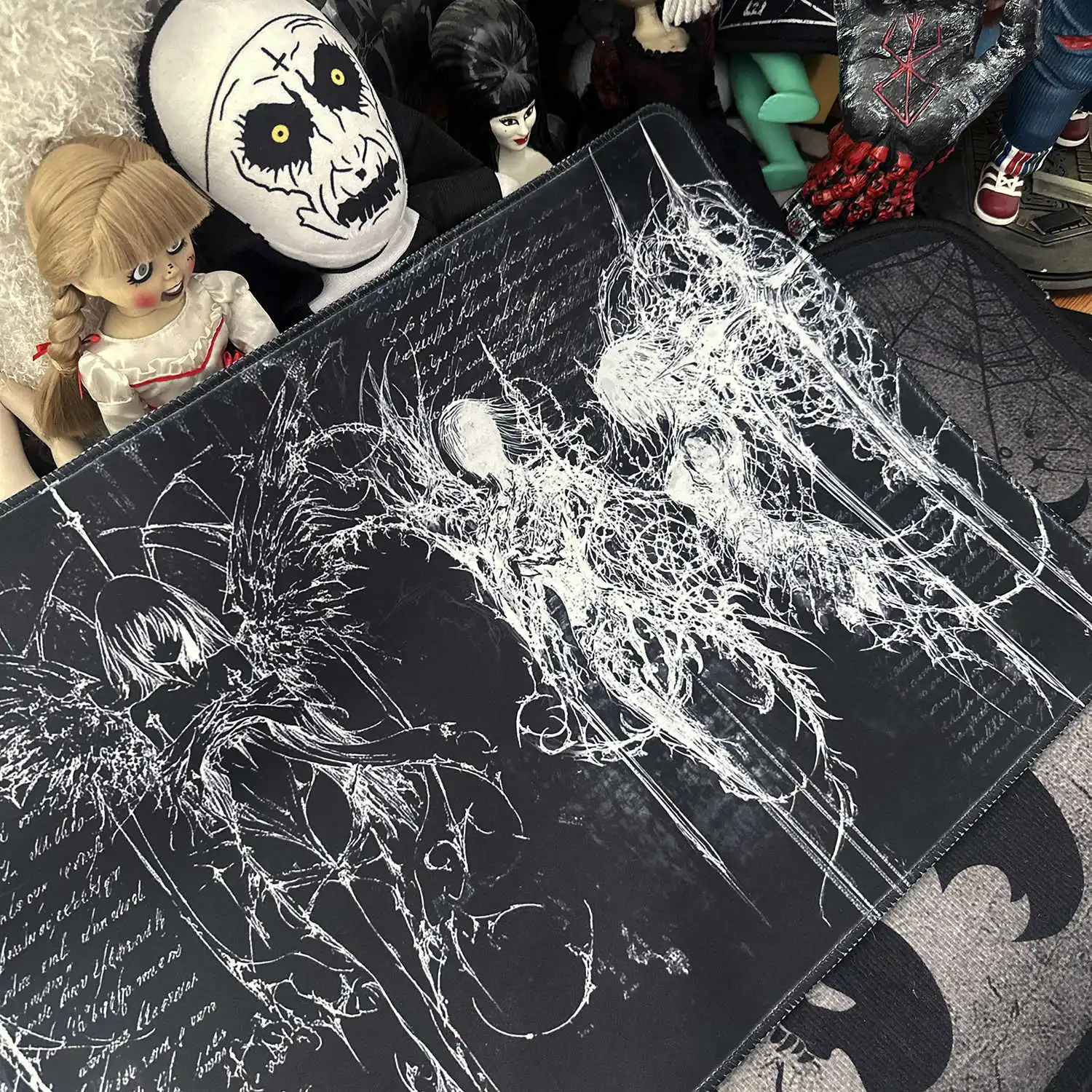 Cool Angel Art Desk Mat Large Size Rubber Mousepad XXL Gothic Line Black Mouse Pad Computer PC Accessories Gaming Keyboard Mat