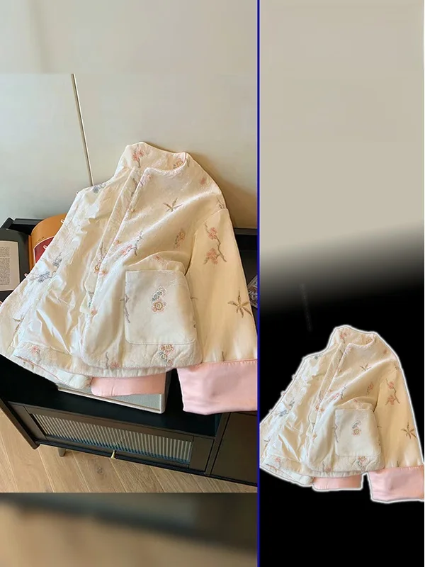 

Новая женская хлопковая куртка больших размеров в китайском стиле с вышивкой цветов, универсальная, для полных женщин, в национальном стиле, абсолютно новая.