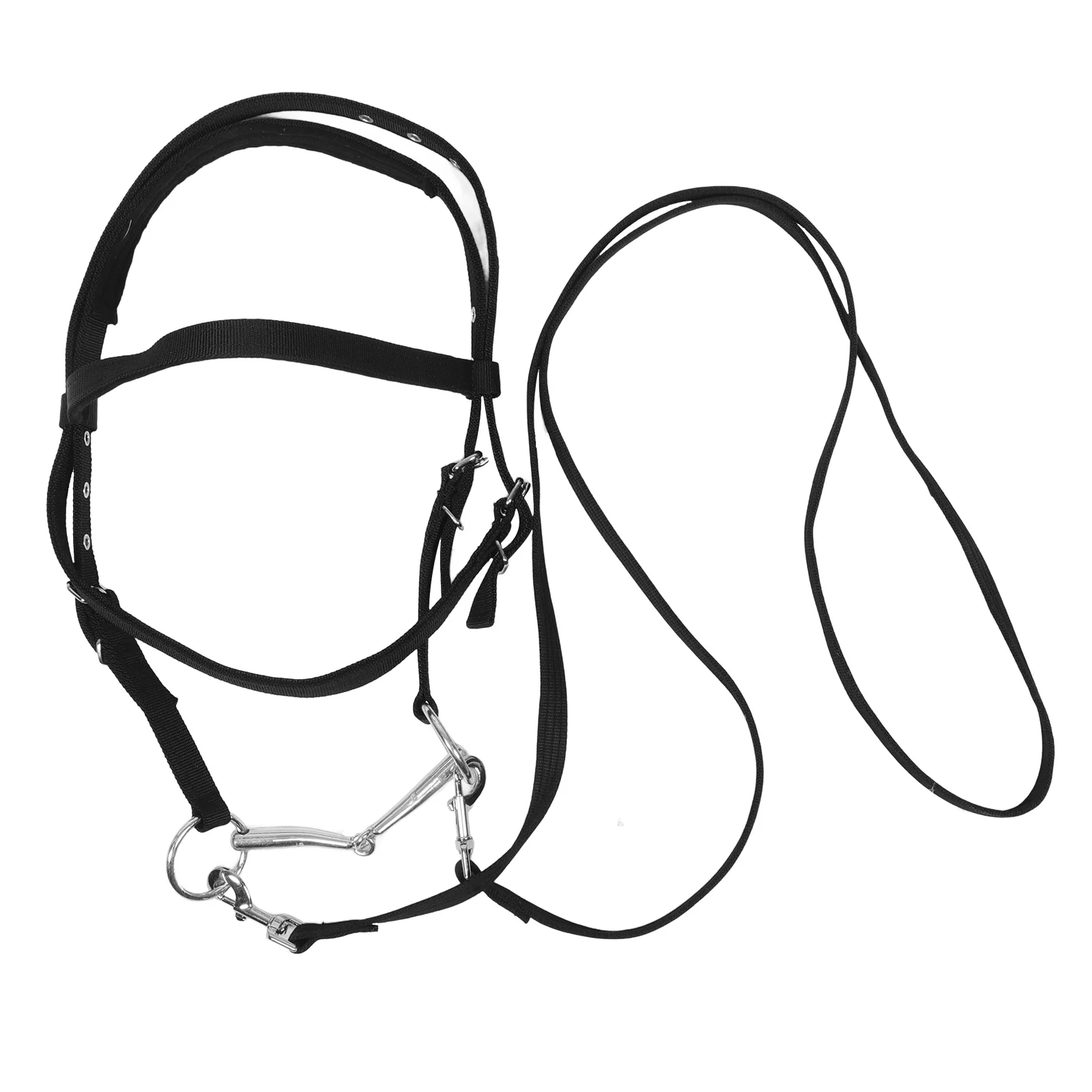 Bridle Rope Horse Holder Halter Bitless Adjustable Nylon Headstall and Flat Braided Reins