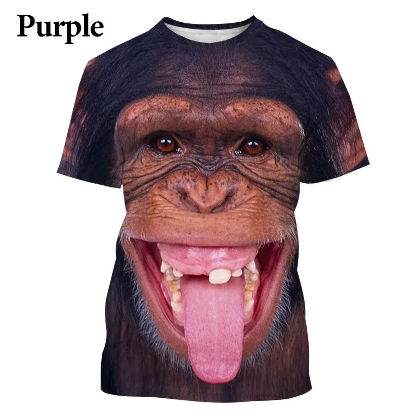 Nuovo Casual da uomo Nuovo Design 3d Parodia Gorilla Divertente Scimmia T-Shirt Divertente Pout Scimmia 3d Stampa Estate Camicia a maniche corte Bambini