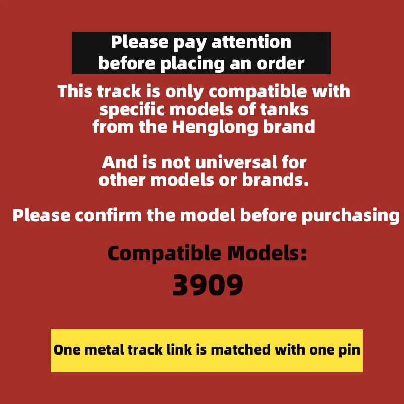 Heng Long 3909 Metallschiene, kompatibel mit dem Heng Long 1/16 T34 Panzer. Wird mit 4 Metallschienenlinks wie Bonus geliefert