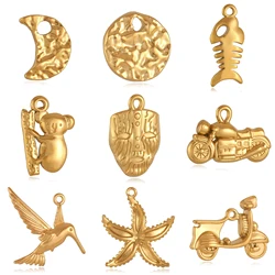 3Pcs Motorcycle/Retro Mask/Starfish/Hummingbird Charms Stainless Steel Animal Koala Pendant Bracelet Necklace DIY Jewelry Making
