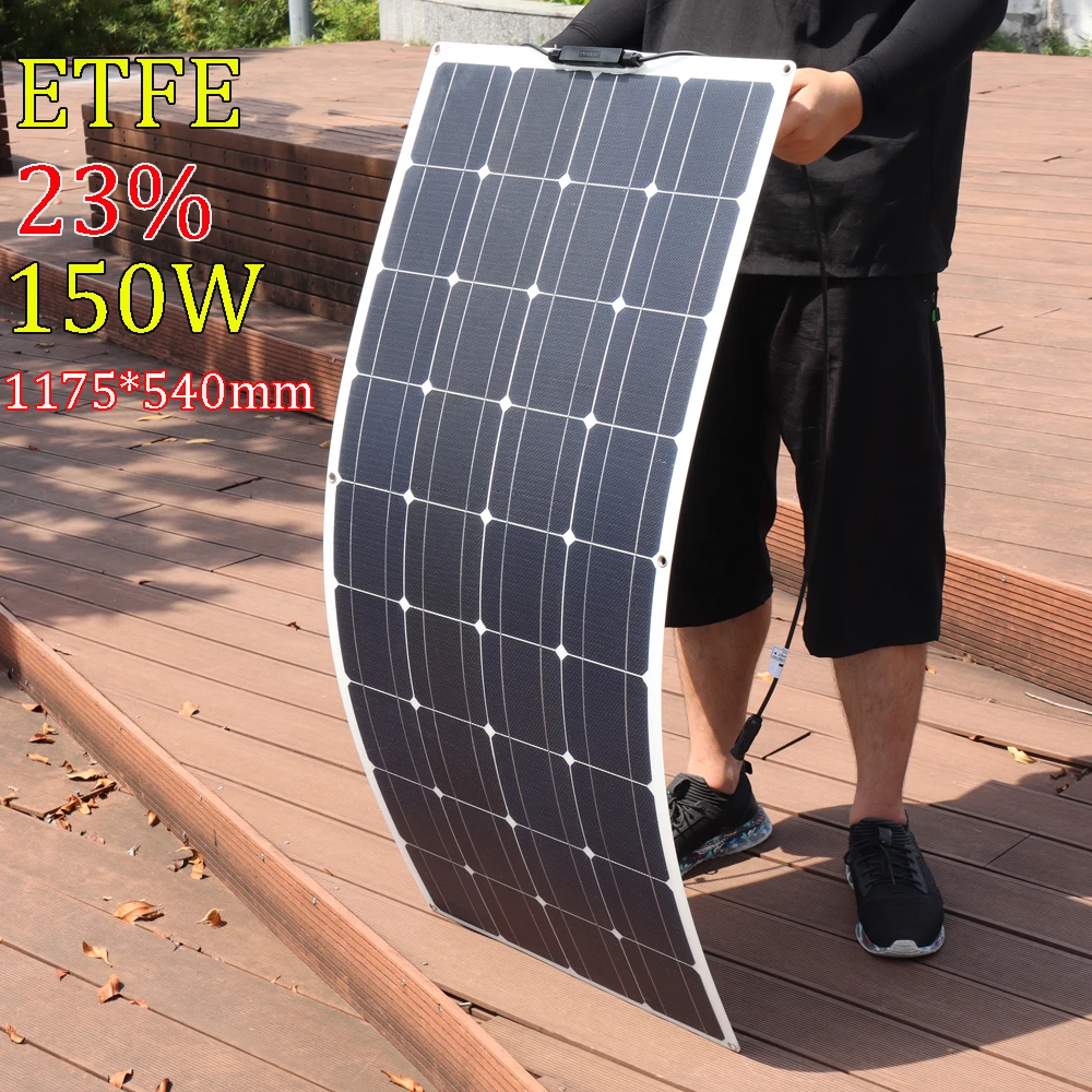 ETFE PET لوحة طاقة شمسية مرنة 150 واط 100 واط 80 واط لوحة كهروضوئية 12 فولت شاحن بطارية خلية أحادية العربة RV سقف قارب السيارة الاتحاد الأوروبي الشحن #3