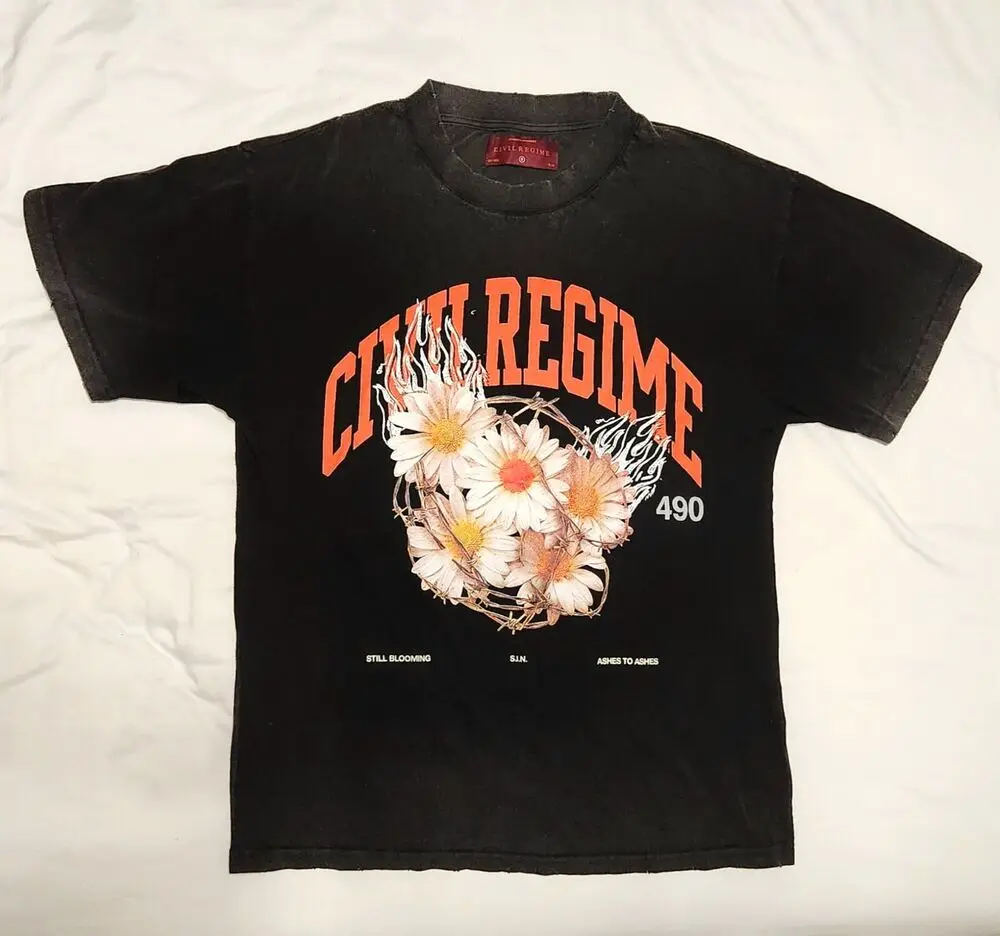 Civil Regime (S.I.N.) Daisies 199X Oversized Tee in Vintage Black Size S