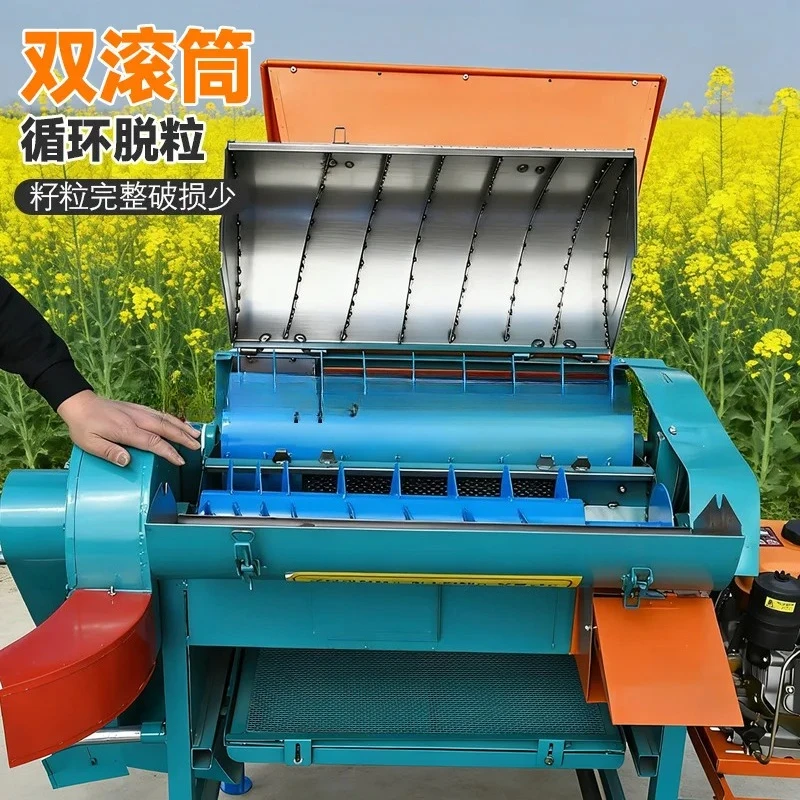 b-2  double roller oilseed thresher - multi-functional large bore harvester for wheat, soybeans, and sorghum