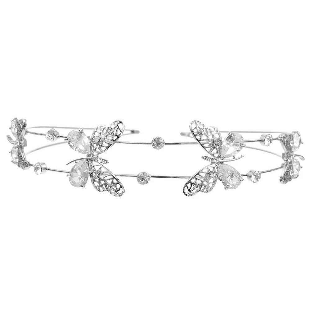 

Elegant Rhinestone Headband Hair Accessory for Women Girls Wedding Bridal Party Ceremony Occasion Butterflies Headdress Silver