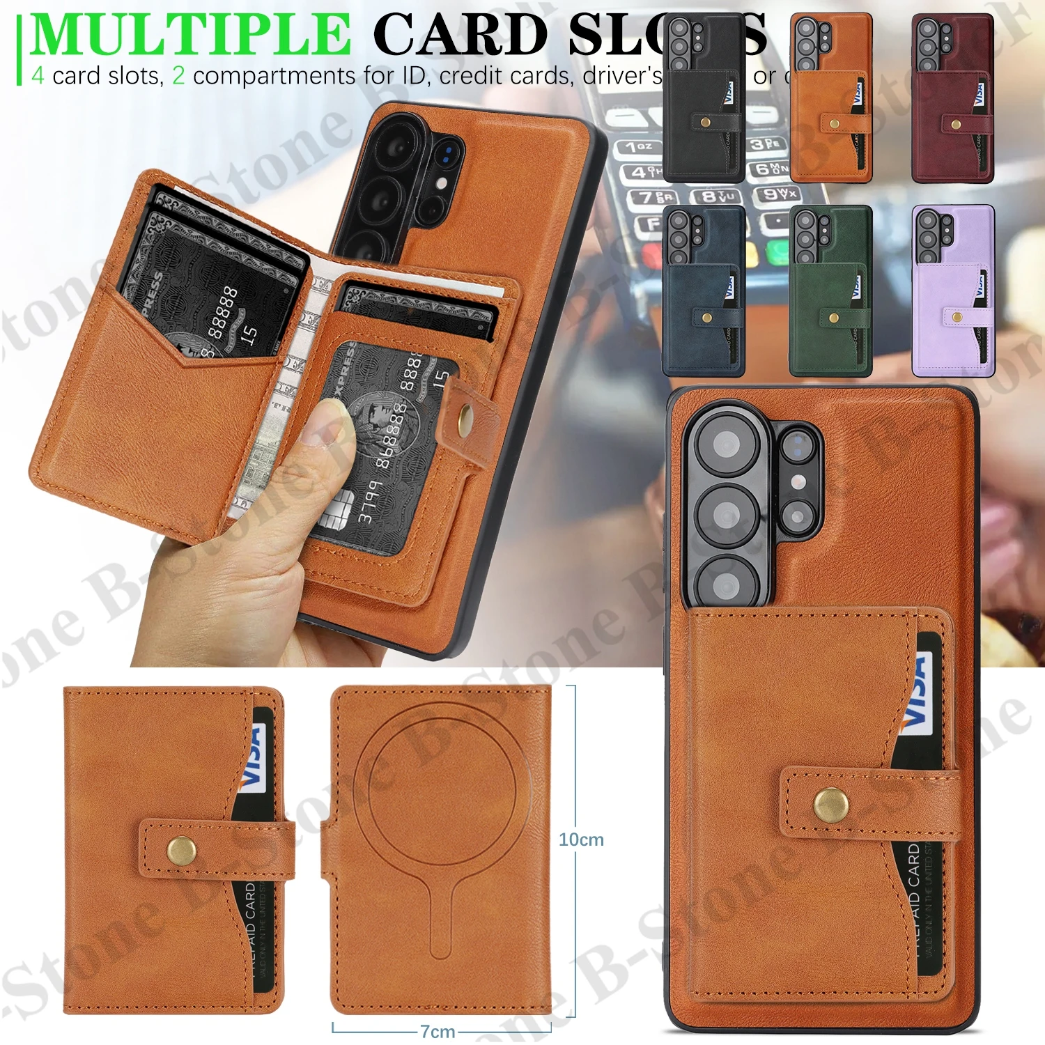 2 in 1 Magnetic Wallet Leather Case For Samsung Galaxy S26 Ultra S25 Edge S24 Plus S23 S22 Card Bag Slots Kickstand Phone Cover