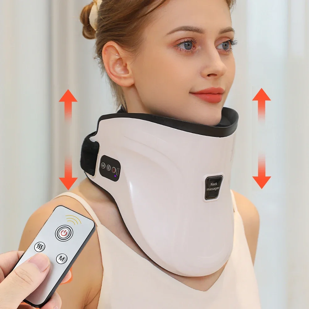 Electric Air Pressure Neck Traction Massager Heating Chiropractic Pain Relief Cervical Stretcher Correction Brace Pressotherapy