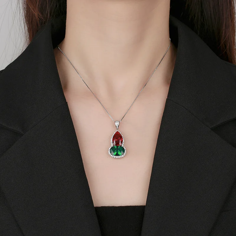 Jewelry Corundum Vintage Calabash Pendent Necklace Main Stone 10*14