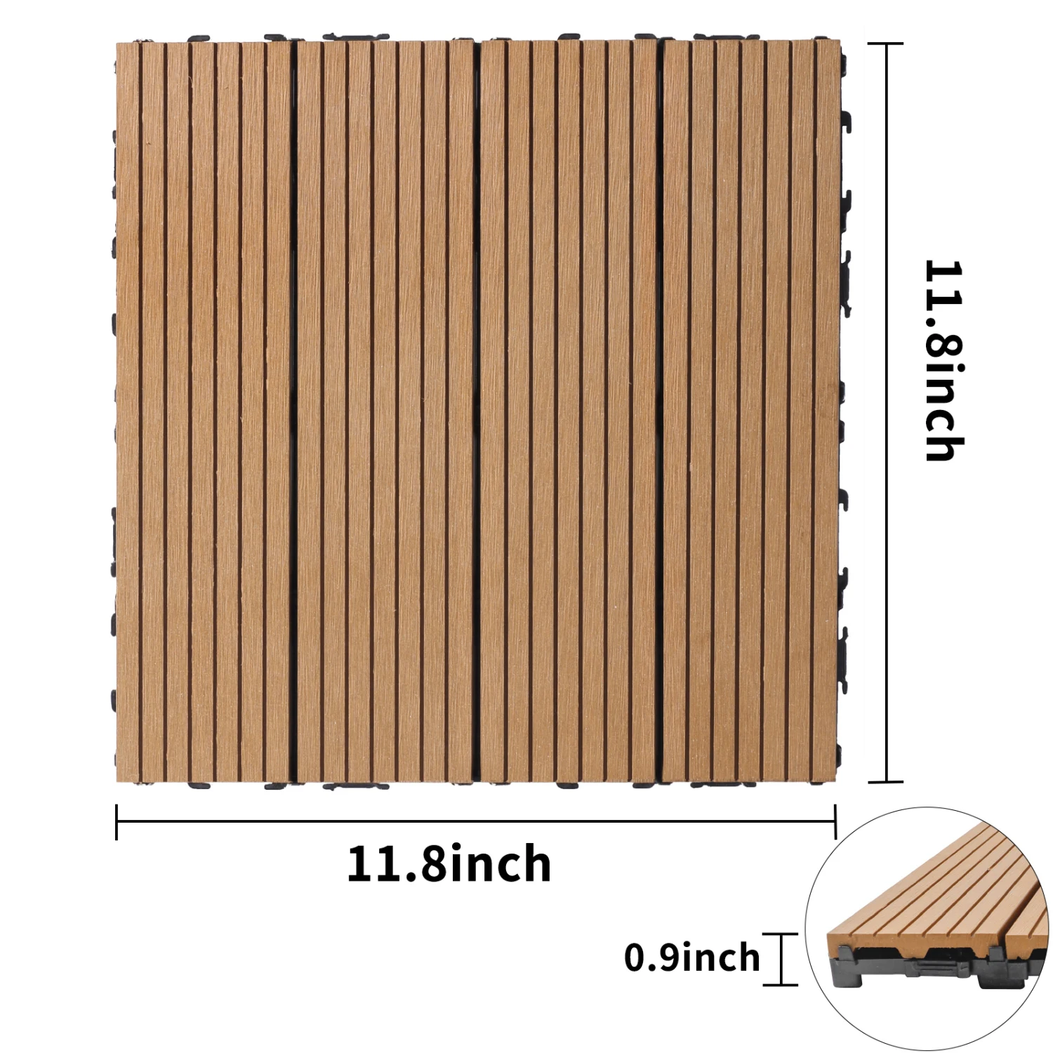 

Wood Plastic Composite Deck Tiles Set of 20, Sustainable FSC Composite Decking, Resist Rust, Water, Weather, Easy DIY & Maintain