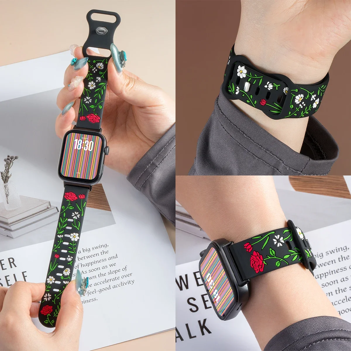 

Ремешок с цветочной гравировкой для Huawei Watch Fit 4Pro 4 fit 3, силиконовый спортивный смарт-часы для Huawei Watch Fit 2 1, браслет, ремешок для часов