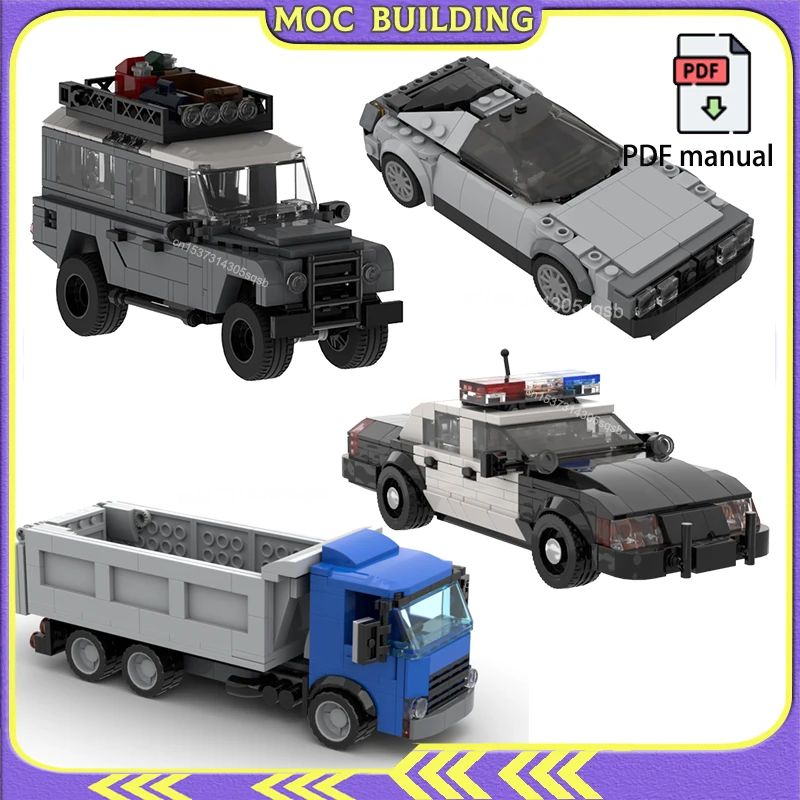 

Retro Police Cars Bricks Model MOC Building Blocks City Vehicle Town Dump-Truck Street View Toys Technology Construction Gift