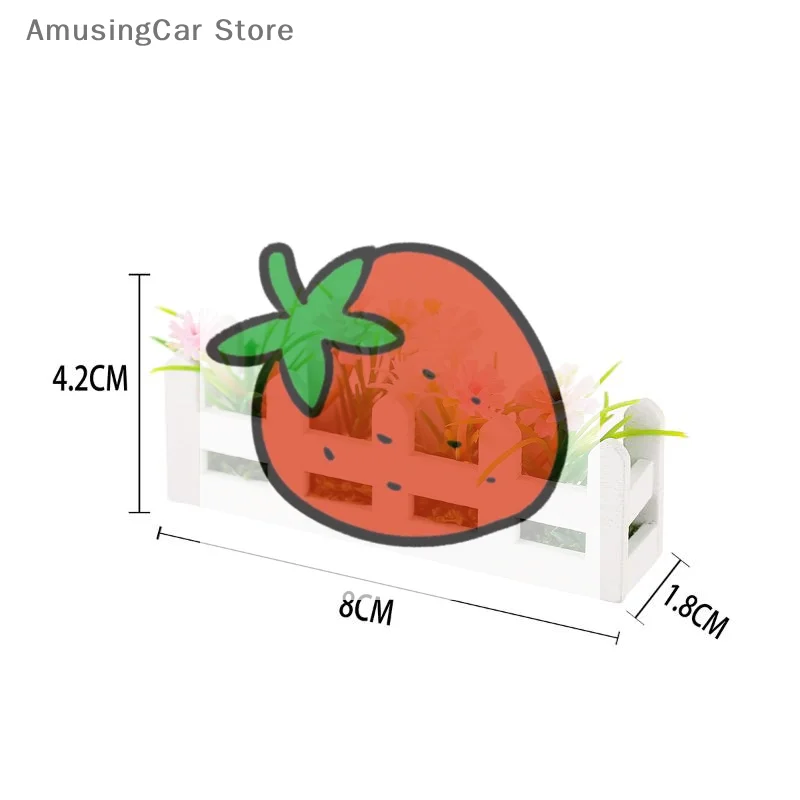 قطعة واحدة من نباتات مصغرة بوعاء مع سياج زهور للعب التظاهري، لعبة ديكور حديقة بيت الدمى بمقياس 1:12