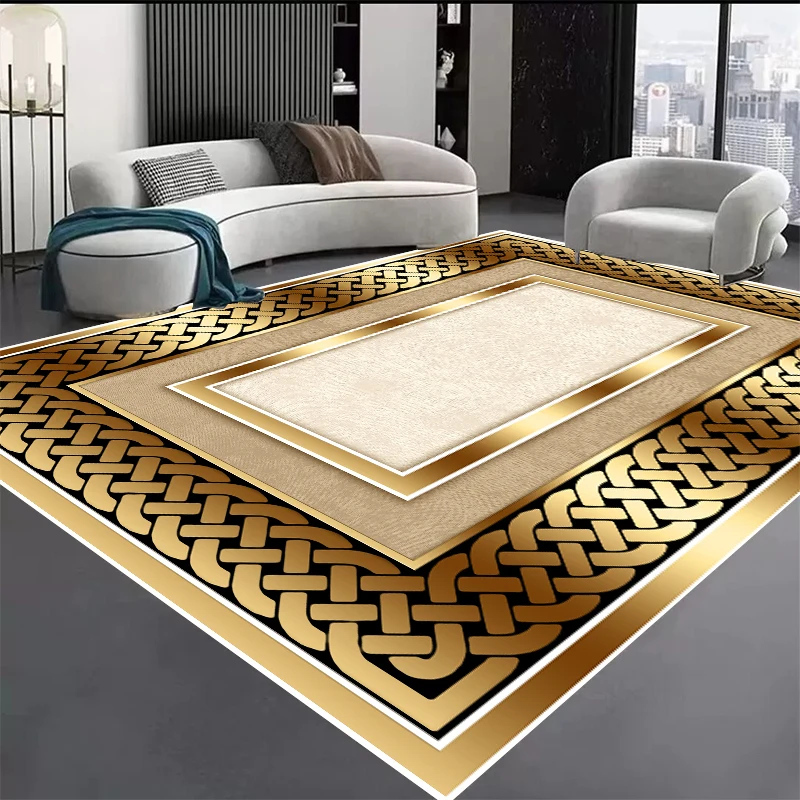 

Nordic Golden Geometry Carpets for Living Room Home Bedroom Decoration Rug Luxury Parlor Study Decor Rugs Sofa Table Beside Mats