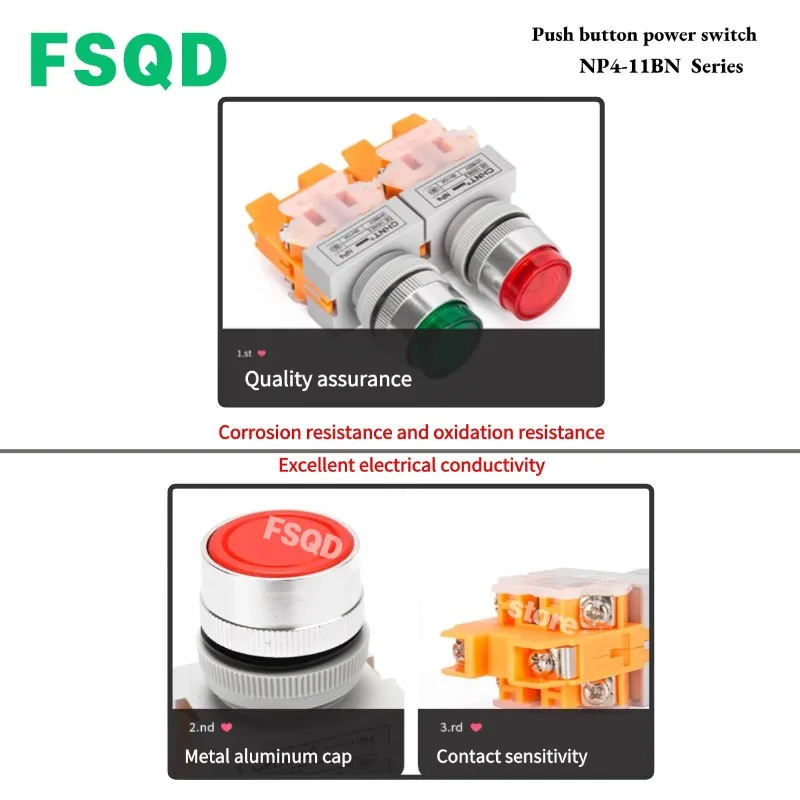 Button switch Knob switch,NP4-11BN NP4-11X 20X red green yellow black white blue self-reset self-locking with light